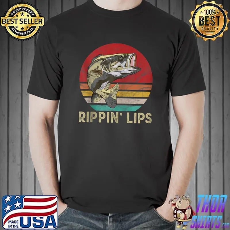 Premium Ripping Lips Bass Fish Catching Gifts for Men Fisherman T- Unisex