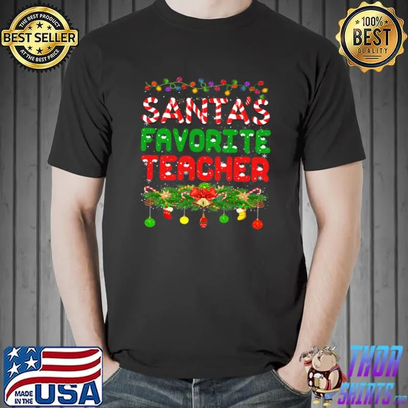 Premium Santa's Favorite Teacher Christmas Group T-Shirt Unisex