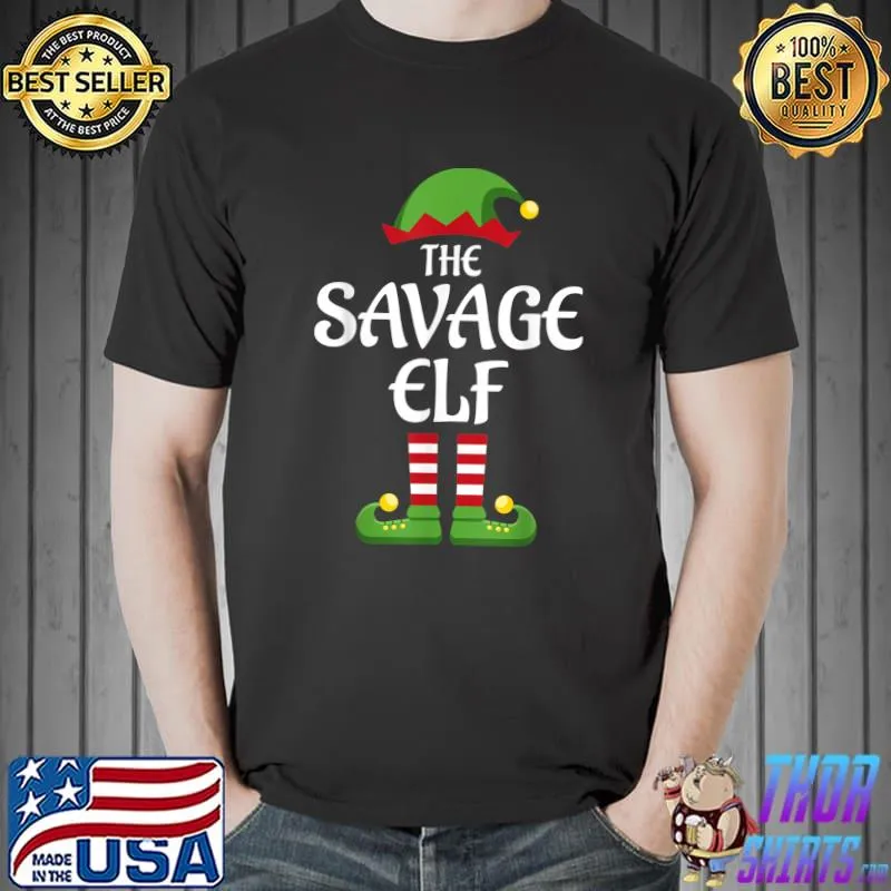 Premium Savage Elf Family Matching Group Christmas T-Shirt Unisex
