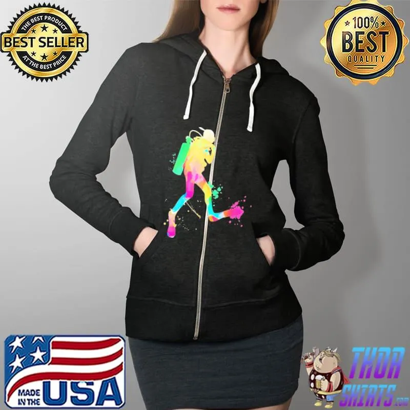 Premium Scuba Diver In Watercolor Scuba Diving Shirt Full Zip Hooded