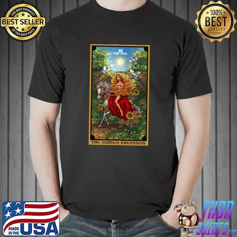 Premium The Goddess Rhiannon The Sun Tarot Card Celtic Back Print T- Unisex