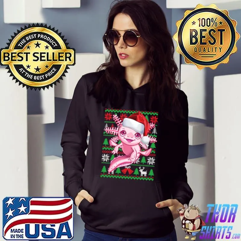 Premium Ugly Christmas Santa Costume Salamander Christmas Axolotl T-shirt