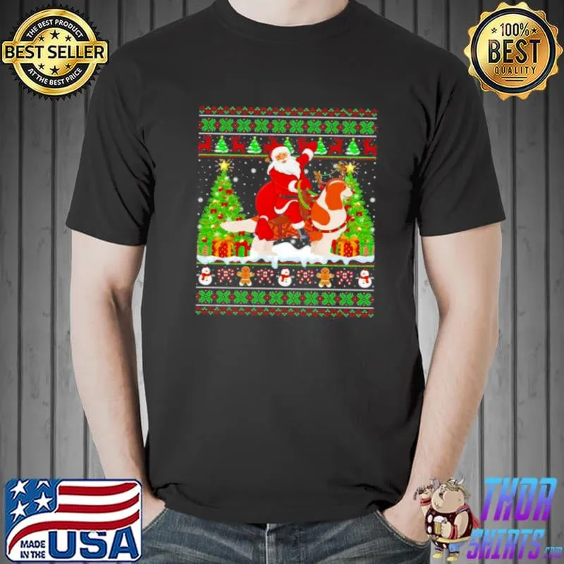 Premium Ugly Santa Riding Cavalier King Charles Spaniel Christmas Sweater Shirt Unisex