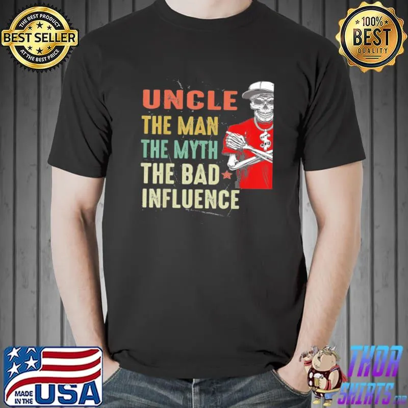 Premium Vintage Fun Uncle Man Myth Bad Influence T-Shirt