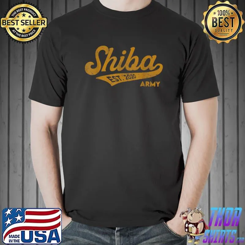Premium Vintage Funny Shiba Army Coin Script Bold Font Shiba Inu T-Shirt Unisex