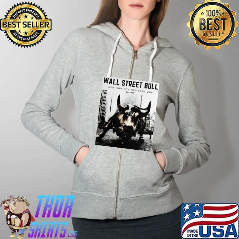 Premium Wall Street Bull New York City Shirt Full Zip Hooded