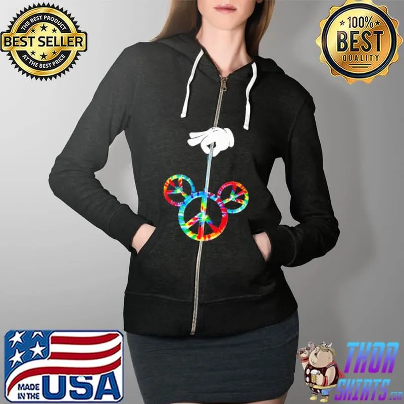 Premium World Peace Symbol Disney Mickey Vintage Shirt Full Zip Hooded