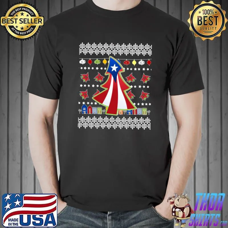 Puerto Rico Ugly Christmas Sweater Option Navidad Boricua T-Shirt
