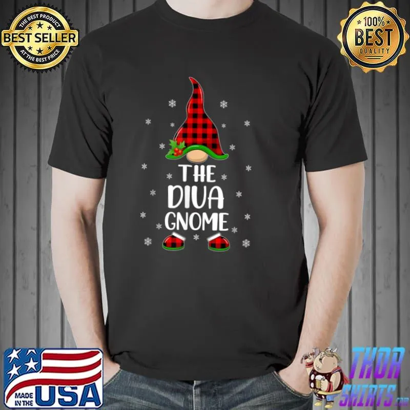 Red Buffalo Plaid Matching The Diva Gnome Christmas T Shirt Unisex