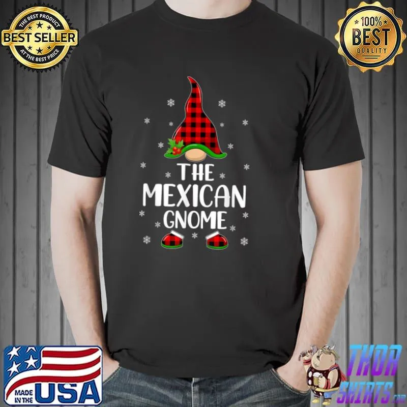 Red Buffalo Plaid Matching The Mexican Gnome Christmas T Shirt Unisex