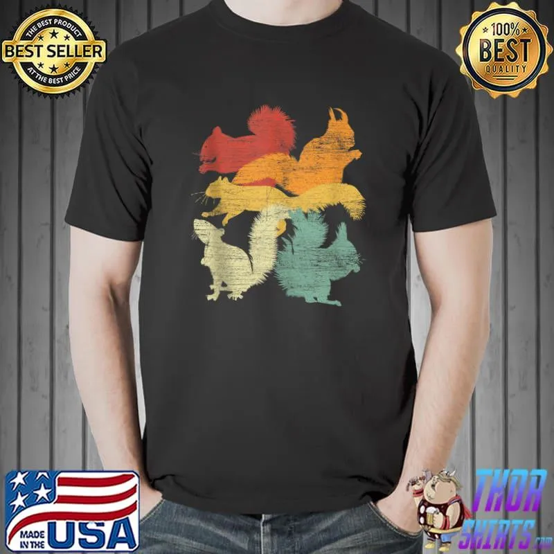 Retro Forest Animal Lover Gift Idea Squirrel T-shirt
