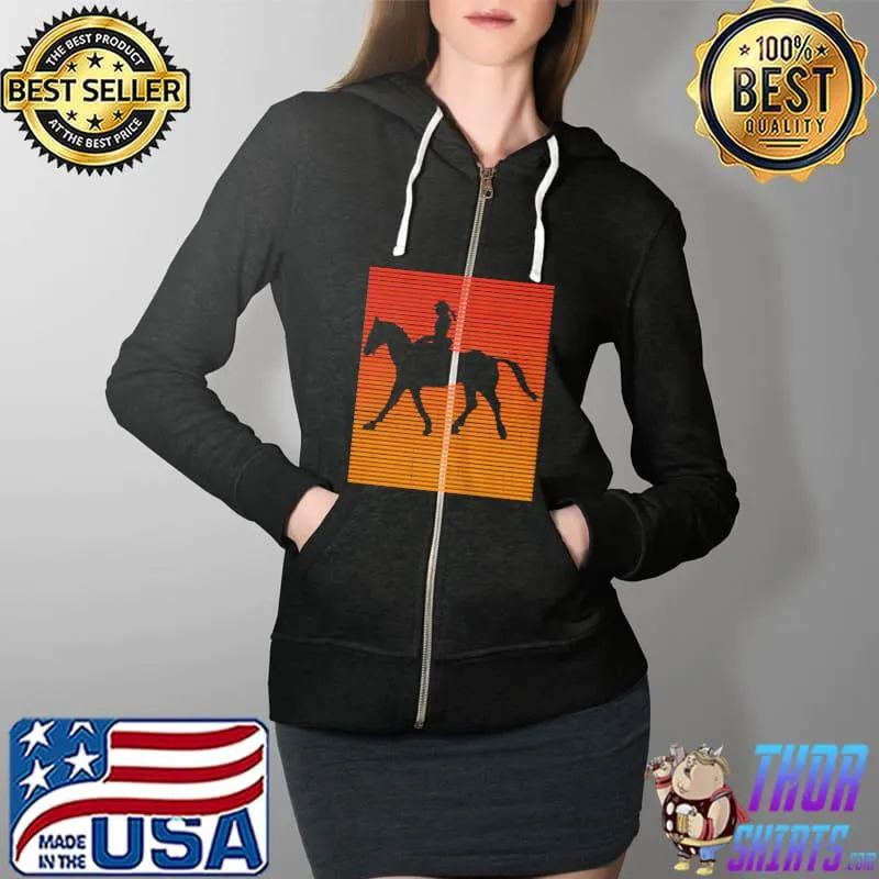 Retro sunset horse rider equestrian horseman Full Zip Hooded