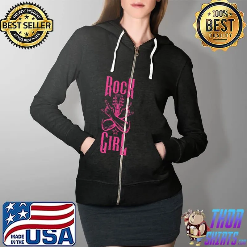 Rock Girl T Shirt Full Zip Hooded