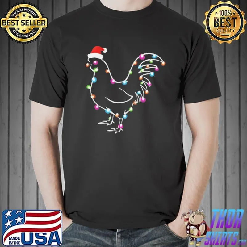 Santa Chicken Christmas color led light Xmas Chicken Shirt
