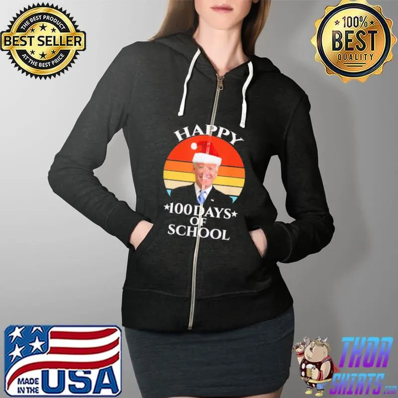 Santa Joe Biden 100 Days Of School T-Shirt Full Zip Hooded