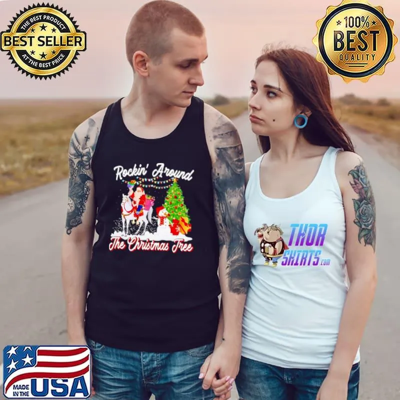 Santa riding horse rockin’ around the Christmas tree Tank Top