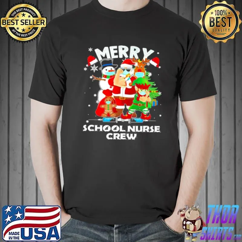 Santa Vaccinated Teacher Merry School Nurse Crew Christmas Sweater Shirt