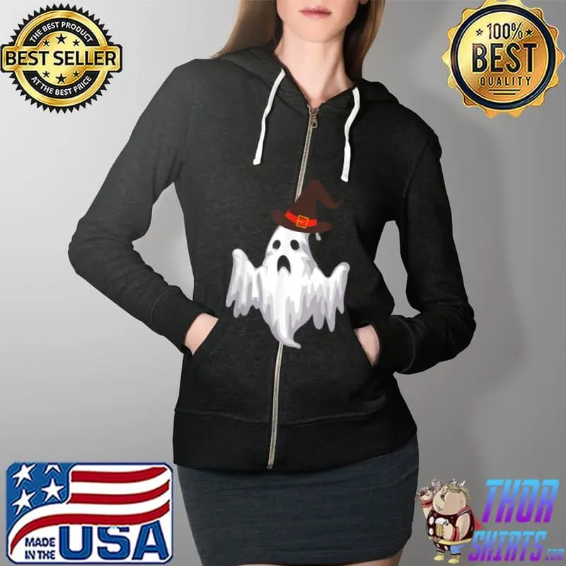 Scary Ghost Halloween Costume T Shirt Full Zip Hooded