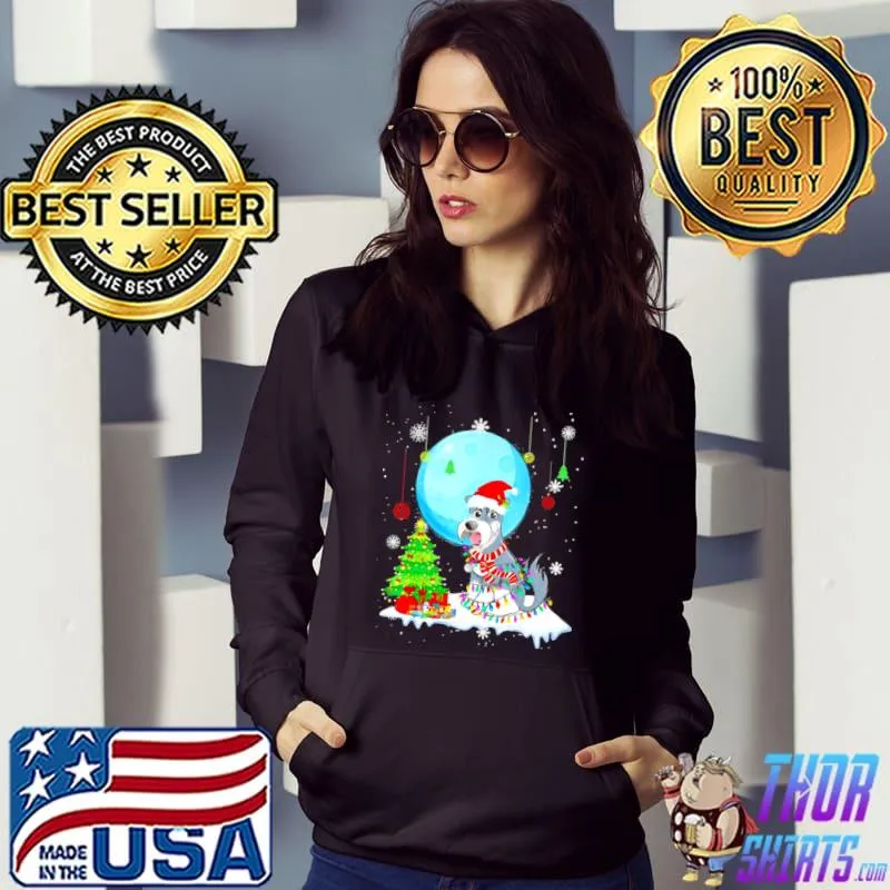 Schnauzer Christmas Dog Lights Sweater Shirt Hoodie