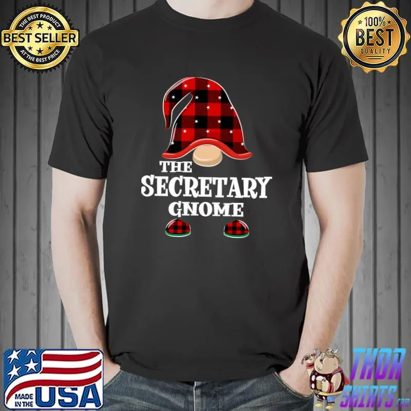 Secretary Gnome Buffalo Plaid Funny Christmas Pajama T- Unisex