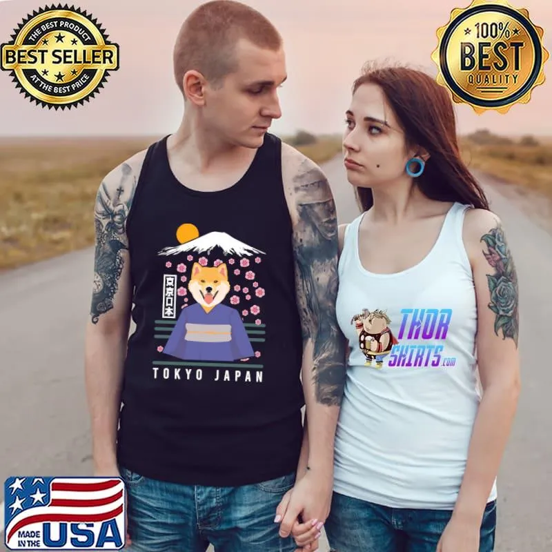 Shiba Inu Tokyo Japan Sakura Cherry Blossom Japanese Kimono T- Tank Top