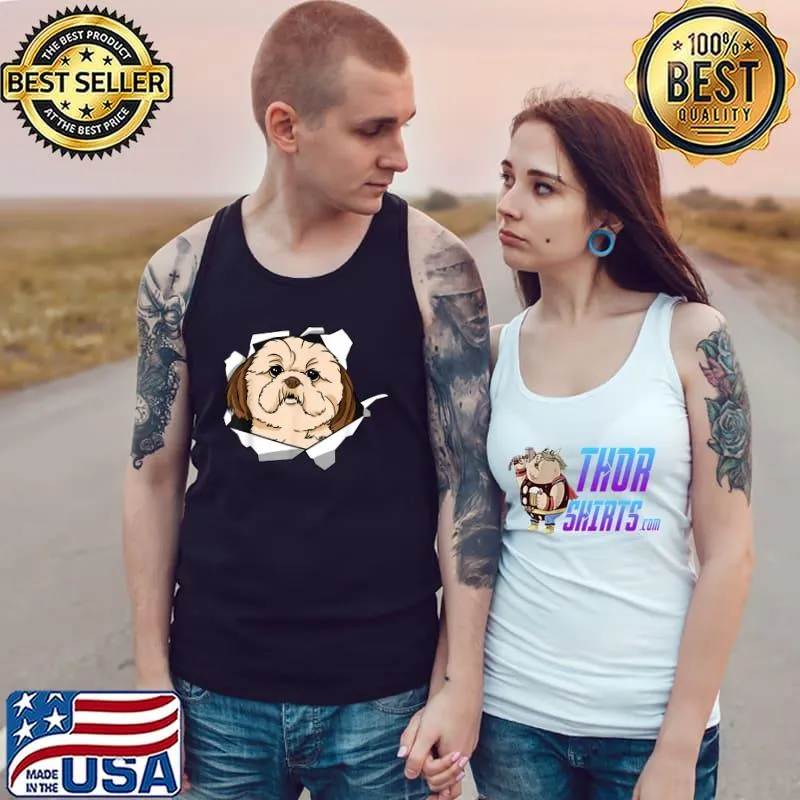 Shih Tzu Dog Breakthrough Cute Dog Animal Lover T Shirt Tank Top
