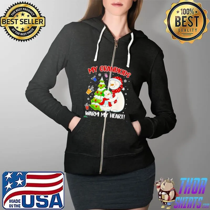 Snowman my grandkids warm my heart Christmas sweater Full Zip Hooded