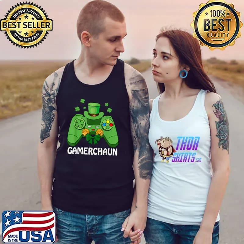 St Patricks Day Lucky Game Controller Shamrock Men Gamers T-Shirt Tank Top
