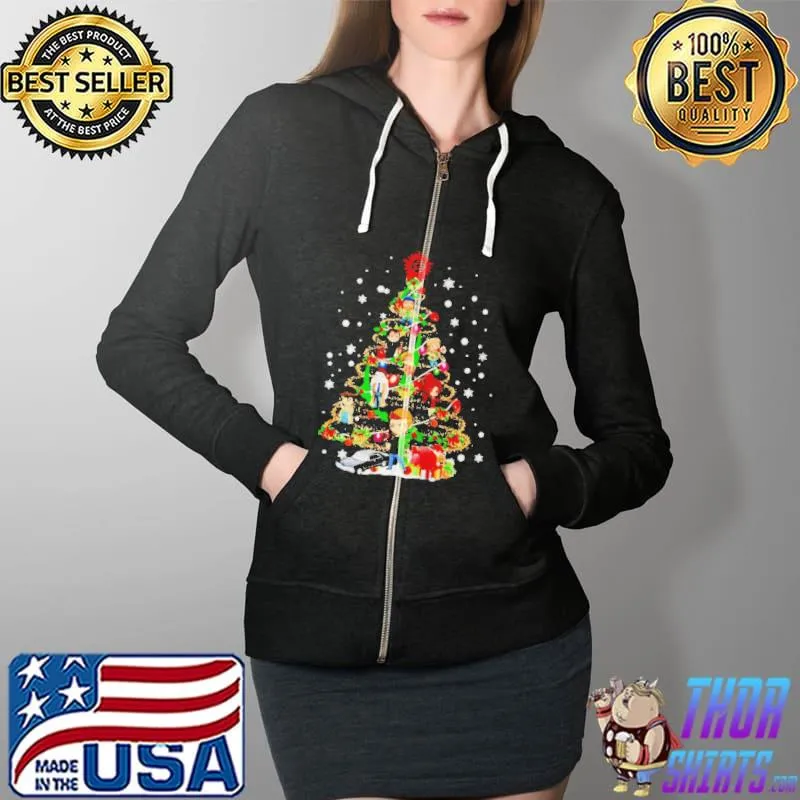 Supernatural characters chibI christmas tree Full Zip Hooded