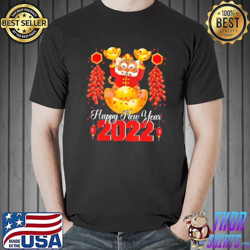 T-Shirt Happy New Year 2022 Cute Lunar New Year Chinese Tiger Year Unisex