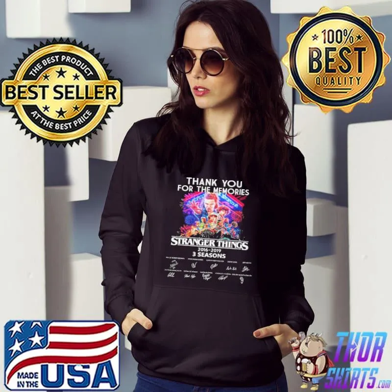 THANK YOU FOR THE MEMORIES STRANGER THINGS 2016 2019 3 SEASONS SIGNATURE SHIRT