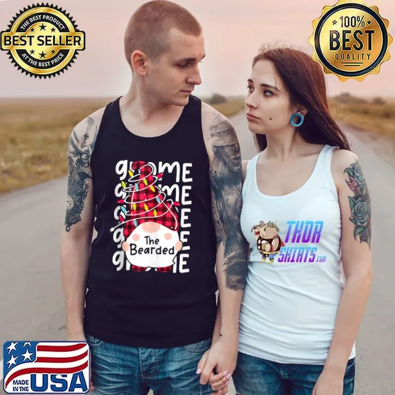 The Bearded Gnome Matching Family Christmas Lights Pajama T- Tank Top