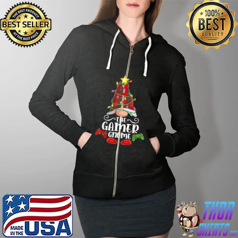 The Gamer Gnome Matching Family Group Christmas Pajama Shirt Full Zip Hooded