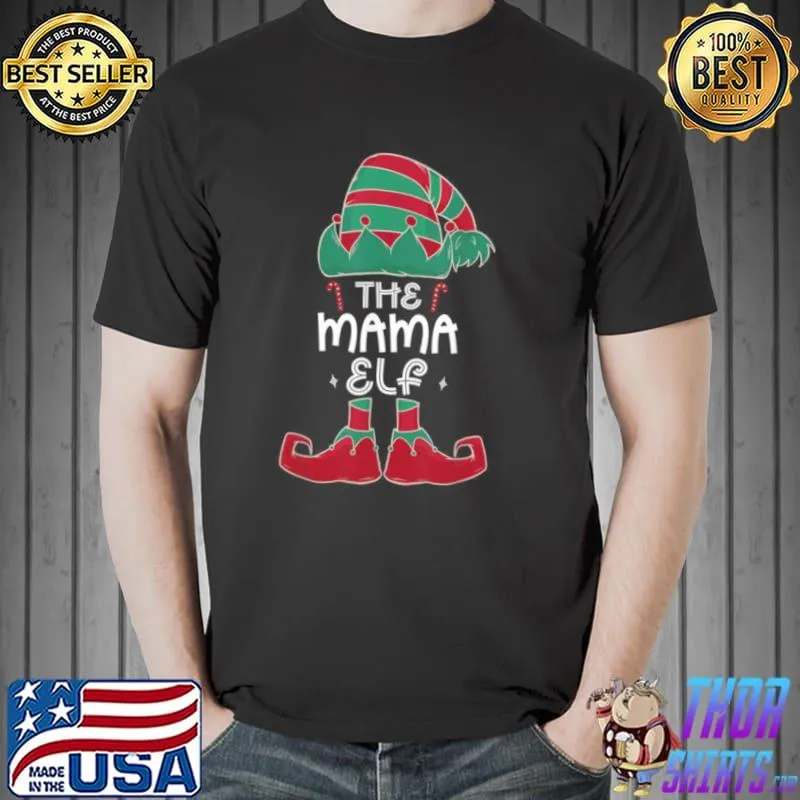 The Mama Elf Matching Family Christmas Party Pajama Shirt Unisex