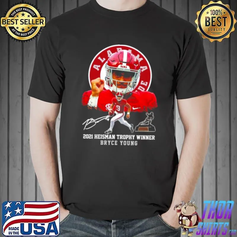 Top Alabama Crimson Tide 2021 Heisman Trophy Winner Bryce Young Signatures Shirt Unisex