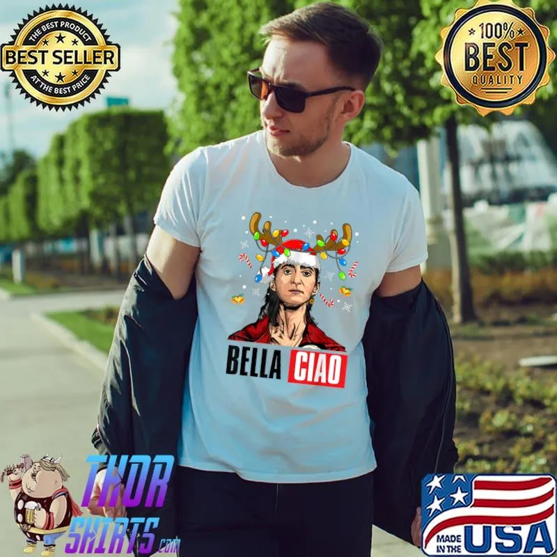 Top Bella Ciao Nai.ro.bi Definition Cosplay Christmas Reindeer T-Shirt Unisex