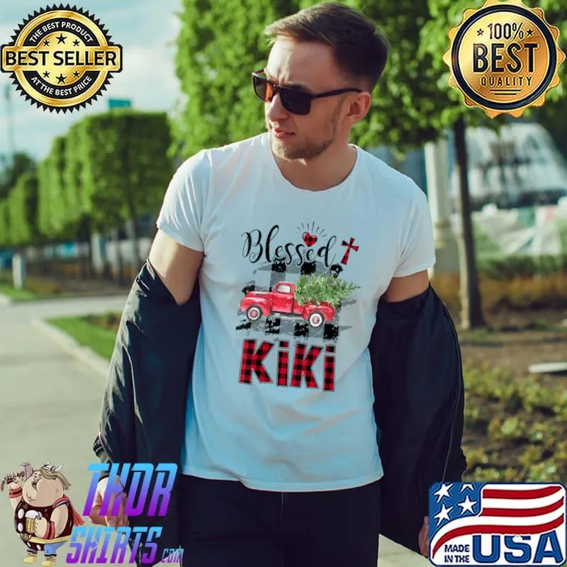 Top Blessed Kiki Red-plaid Christmas T- Unisex