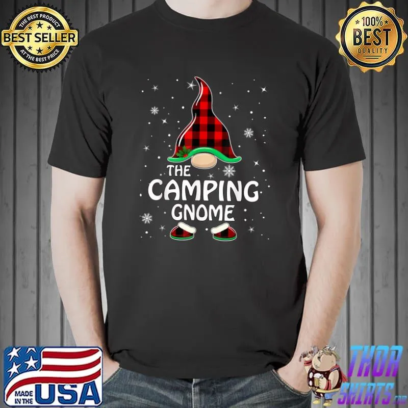 Top Camping Gnome Buffalo Plaid Matching Family Christmas Pajama T-Shirt Unisex