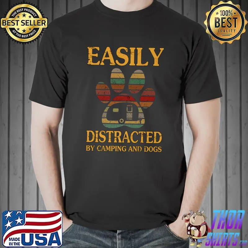 Top Camping Lovers Easily Distract By Camping And Dogs Premium T-Shirt