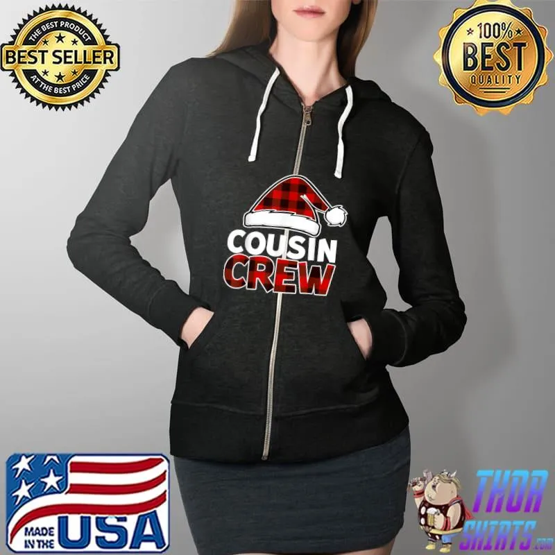 Top Christmas Cousin Crew Buffalo Red Plaid Pajamas Family Xmas T-Shirt Full Zip Hooded