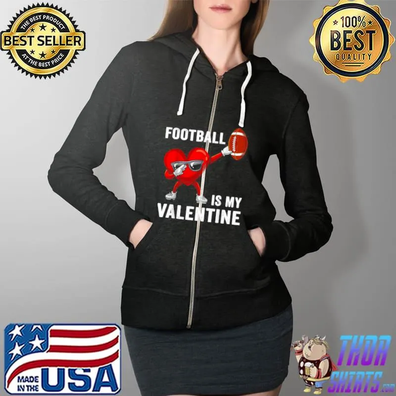 Top Cute Football Heart Dabbing Valentines Day Shirt Full Zip Hooded