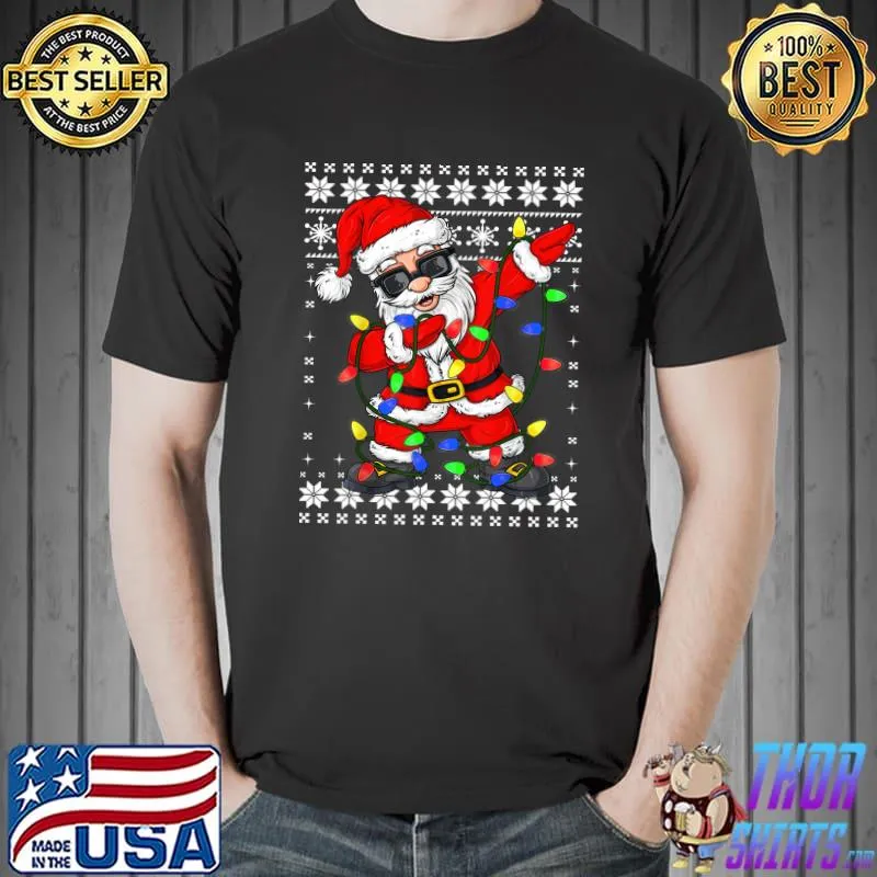 Top Dabbing Santa Lights Boys Girls Christmas Ugly Dab Sweater T- Unisex