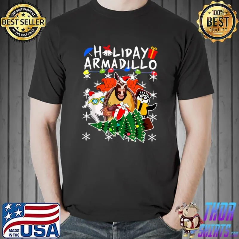 Top Holiday Armadillo Animal Lover Xmas T-Shirt Unisex