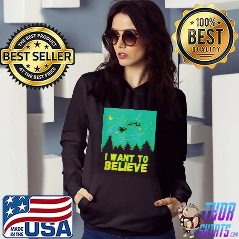 Top I Want To Believe In Santa Alien UFO Paranormal Christmas Shirt