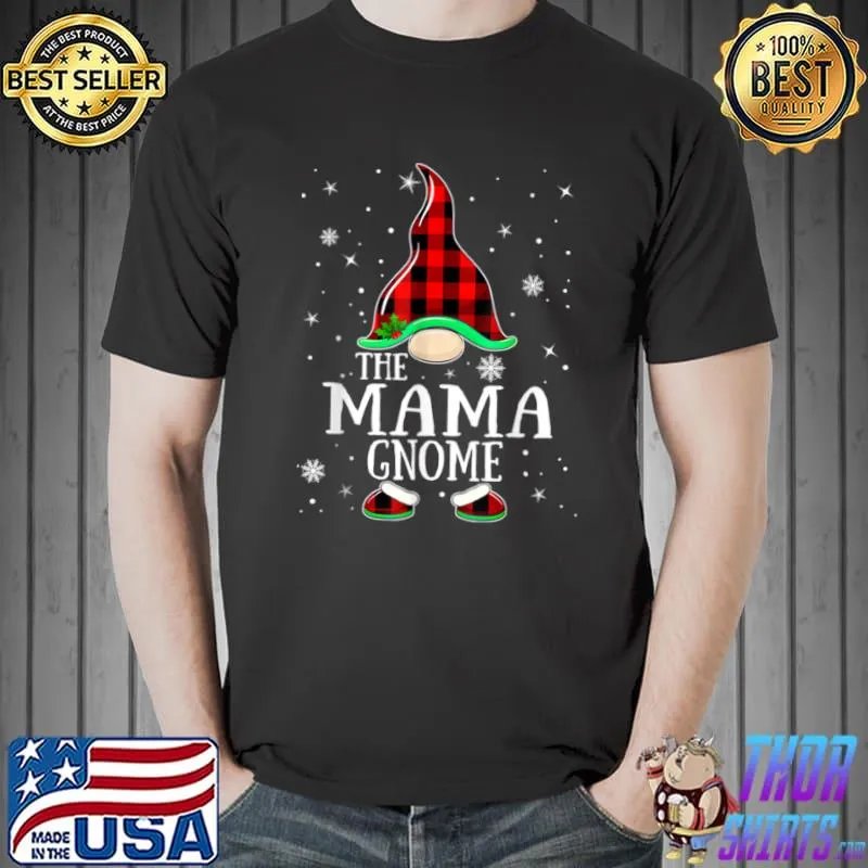 Top Mama Gnome Buffalo Plaid Matching Family Christmas Pajama T Shirt Unisex