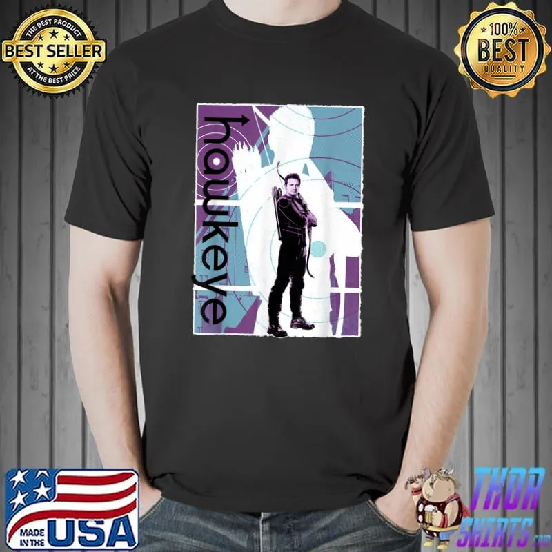 Top Marvel Hawkeye Clint Barton Halftone Character Poster T-Shirt Unisex