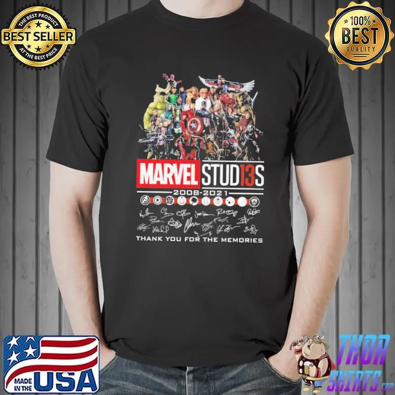 Top Marvel Studies 2008 2021 Thank You For The Memories Signature Shirt Unisex