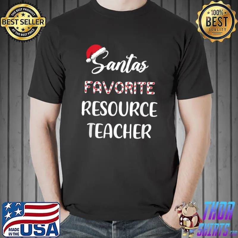 Top Santa’s Favorite Resource Teacher Gift Pajama Christmas T-Shirt Unisex