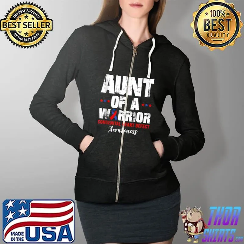 Top Vintage Aunt Of A Warrior Congenital Heart Defect Awareness T- Full Zip Hooded