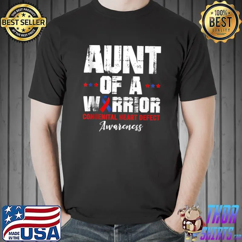 Top Vintage Aunt Of A Warrior Congenital Heart Defect Awareness T-shirt